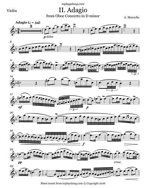Marcello A: Oboe Concerto In D Movement 2 (Adagio) Arranged For String Quartet
